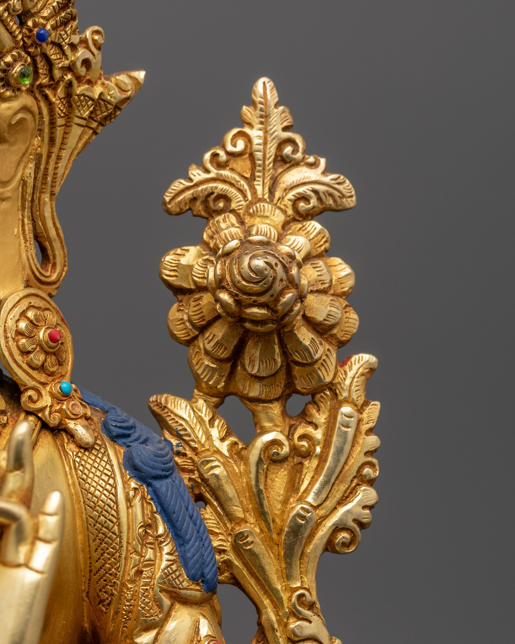 Handmade Green Tara Statue | Fire-Gilded Himalayan Goddess