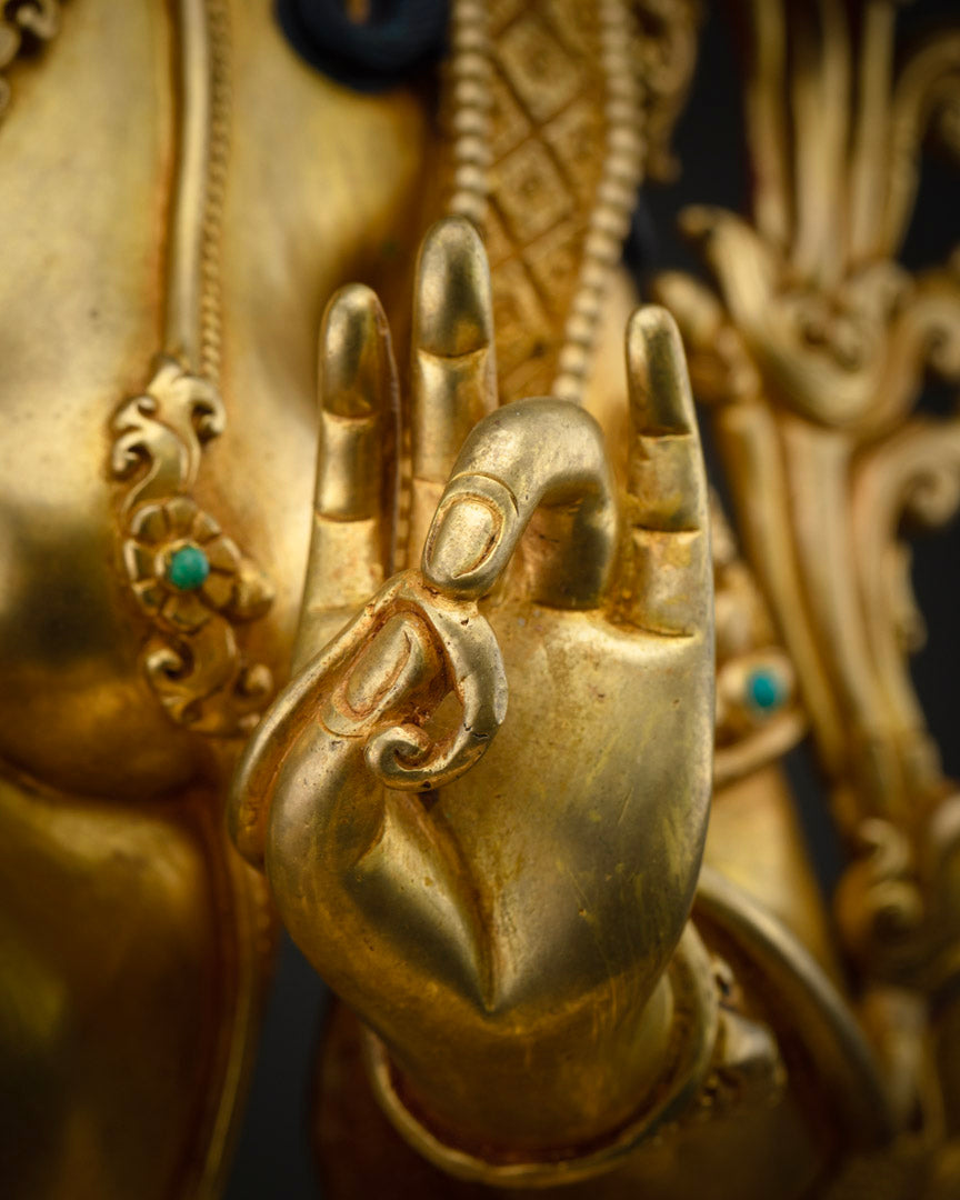 Buddhist Green Tara Mantra Statue: Handcrafted Tara Sculpture