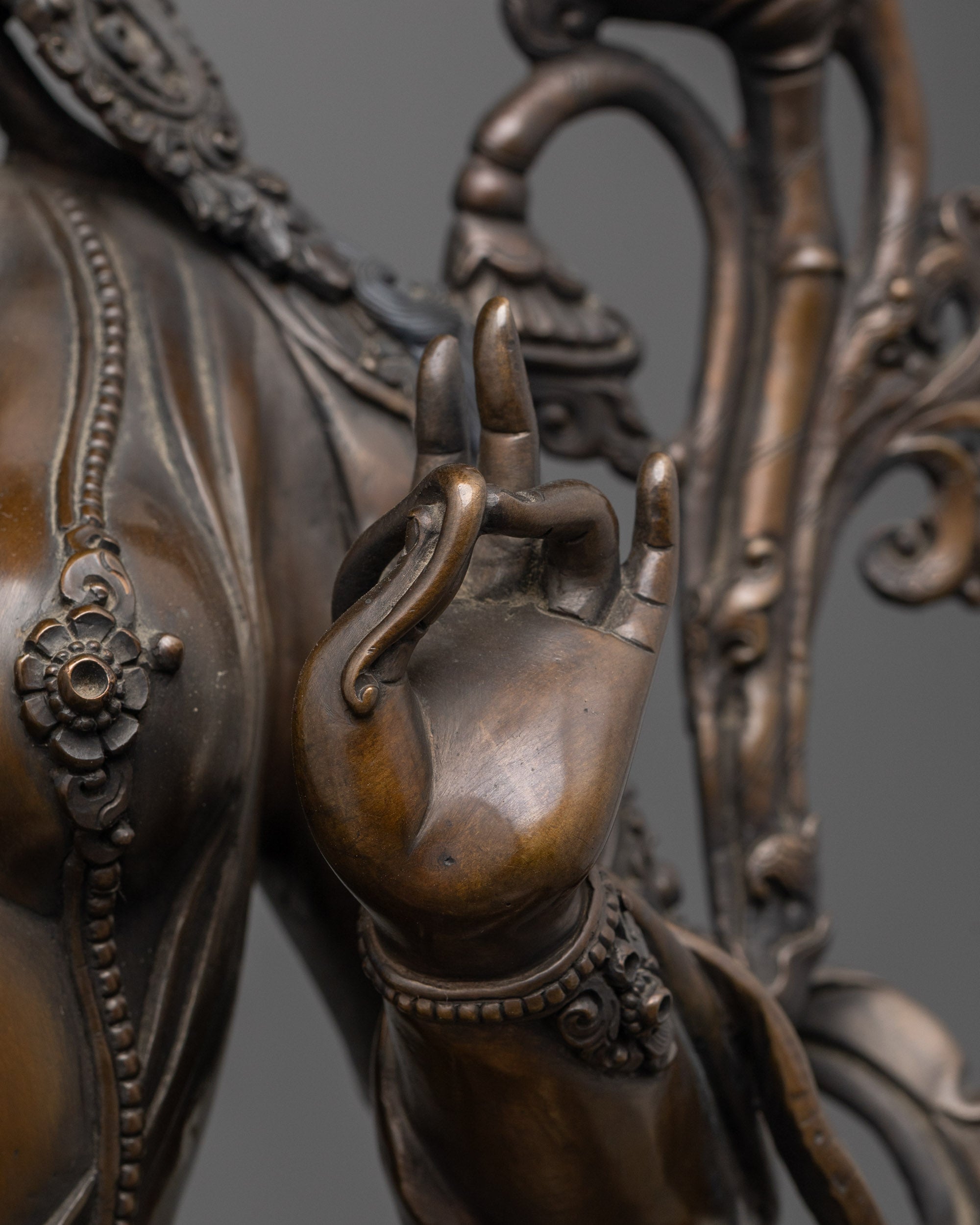 Beautiful Green Tara Statue | Oxidized Copper Buddhist Deity for Altar