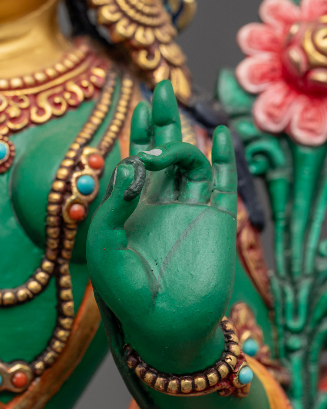 Beautifully Colored Green Tara Statue