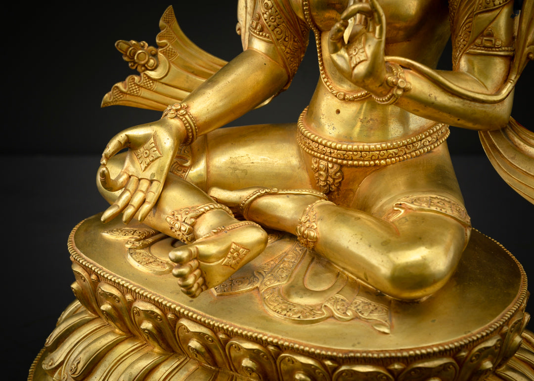 Green Tara Statue | Buddhist Hand-Carved Art