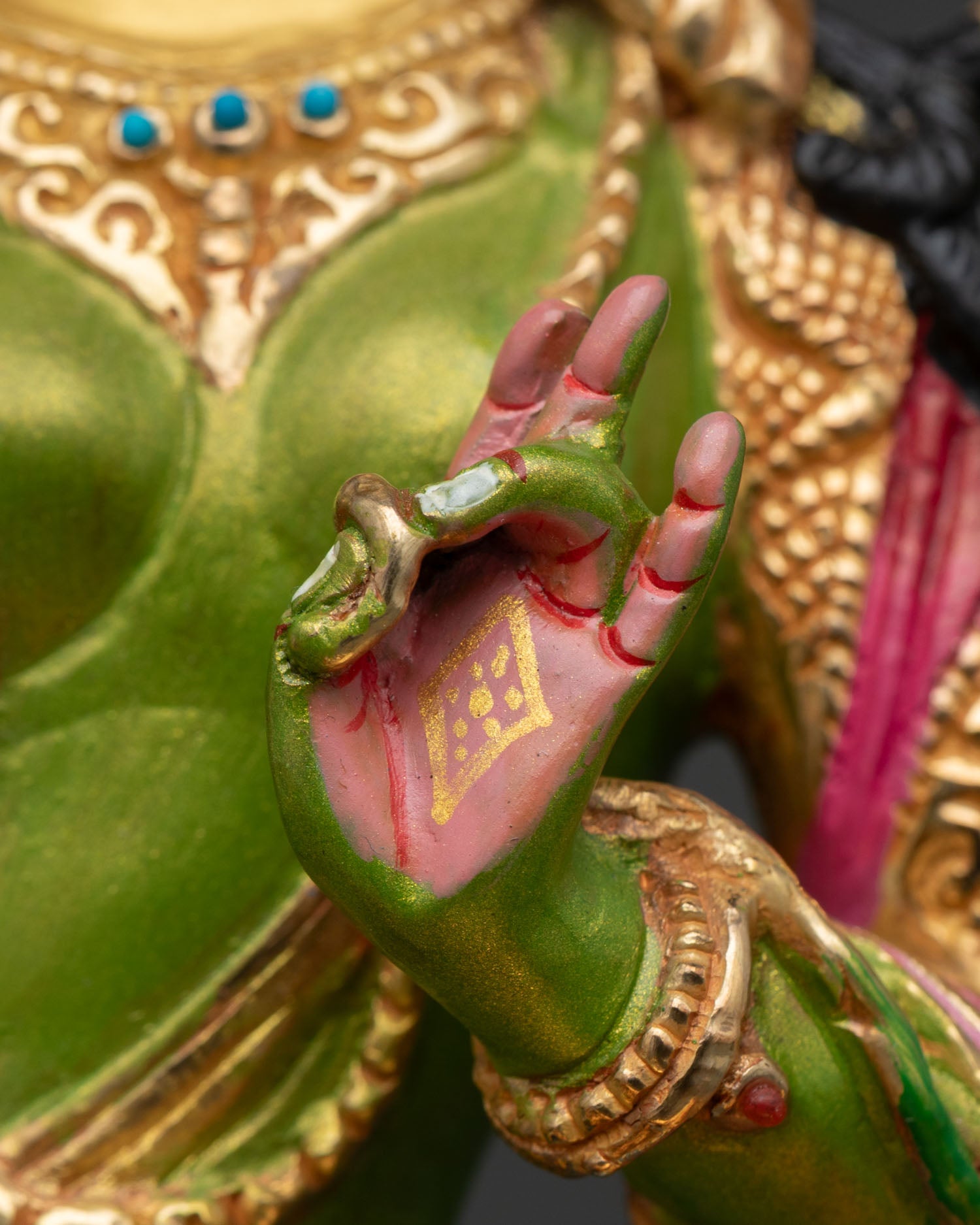 Hand-Painted Green Tara Statue | Elegant Buddhist Home Decor
