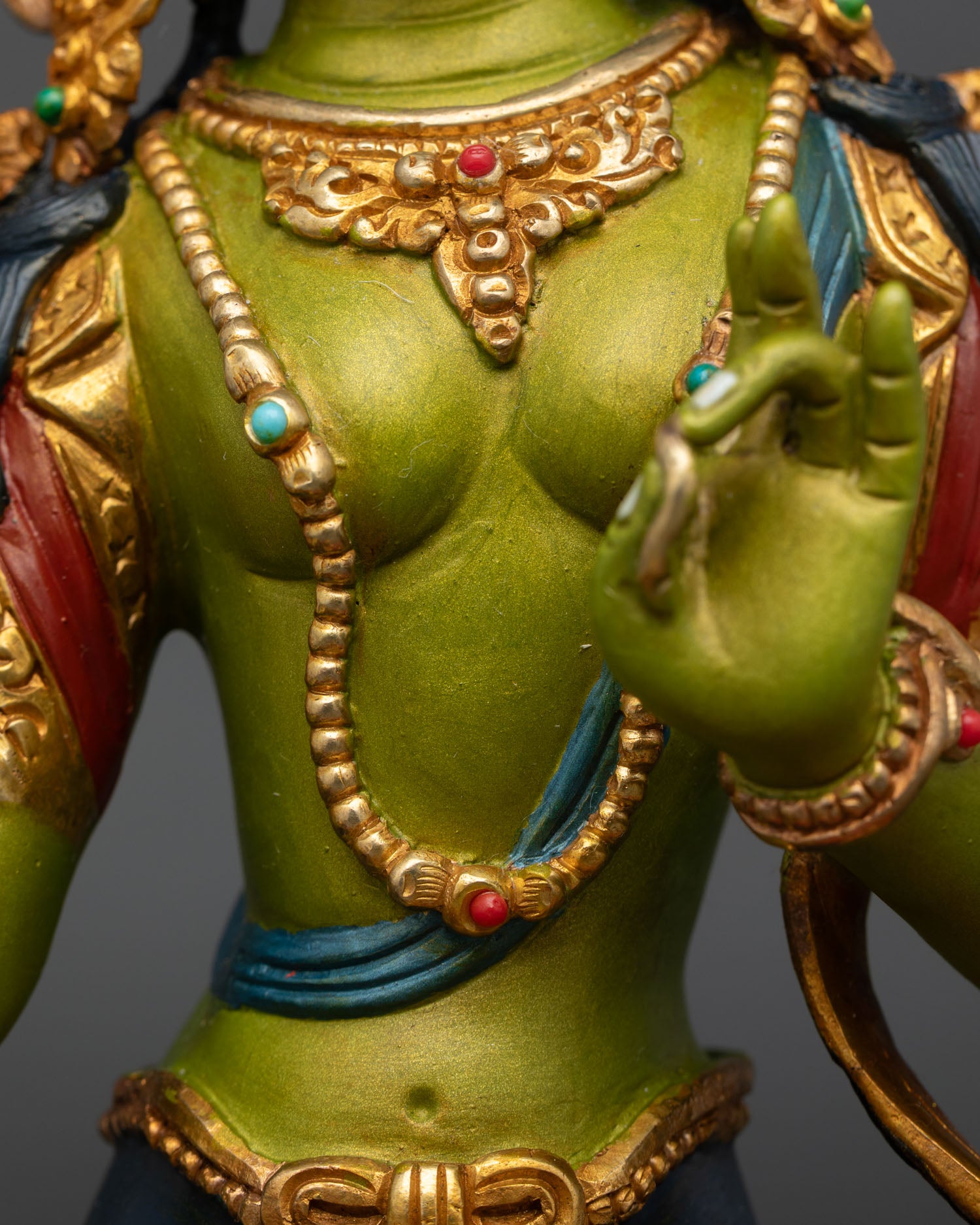 Hand-Painted Green Tara Statue | Mother of all Buddhas