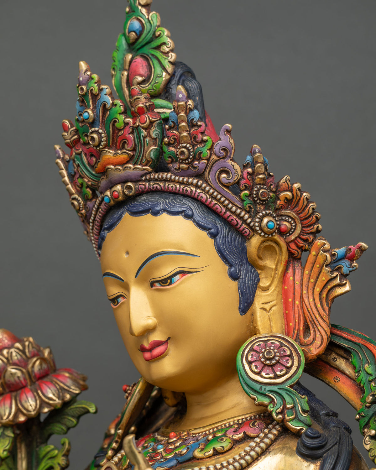 Elegant Green Tara Statue – Buddhist Compassionate Goddess Sculpture