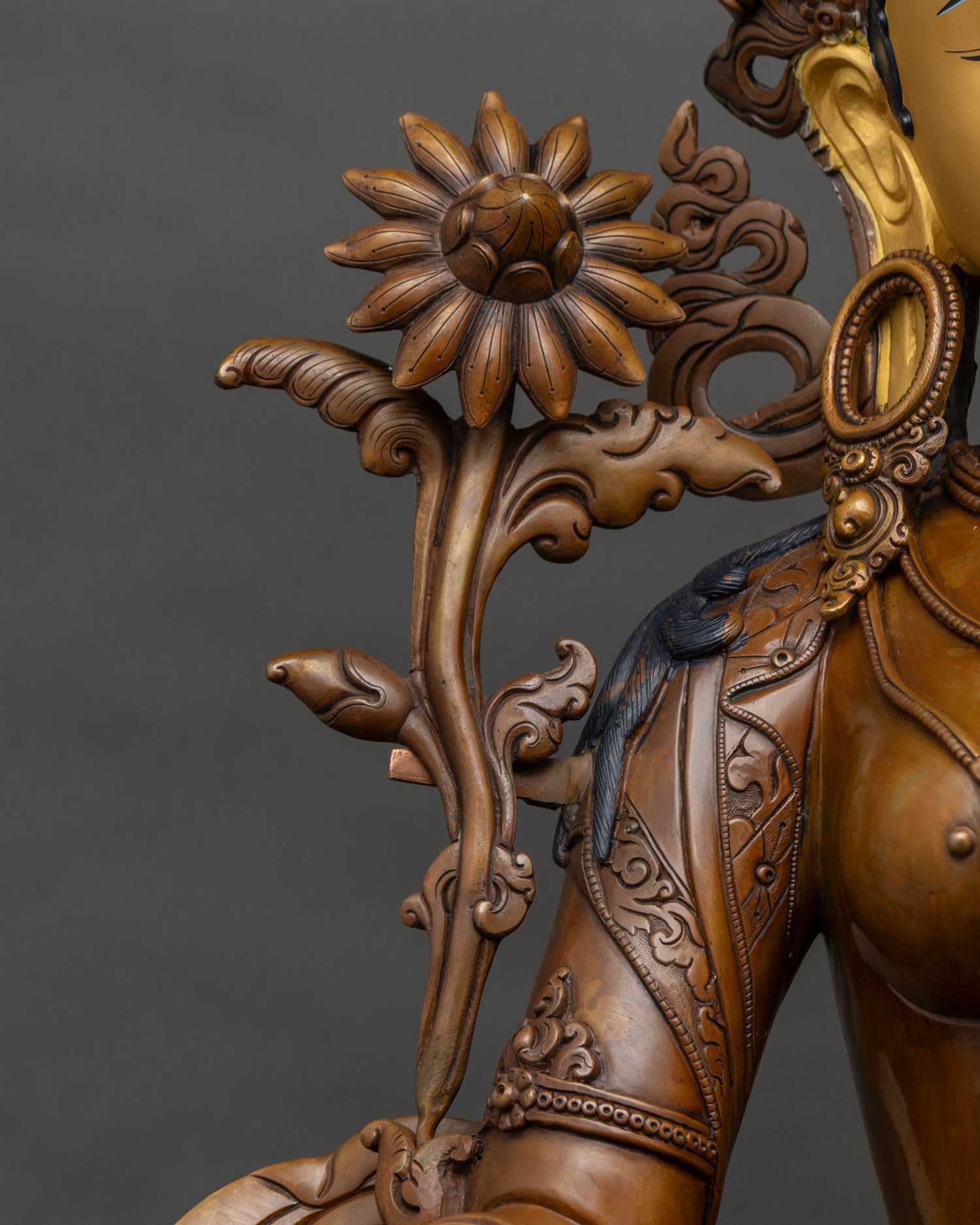 Green Tara Oxidized Statue | 28" Life-Size Buddhist Goddess Idol