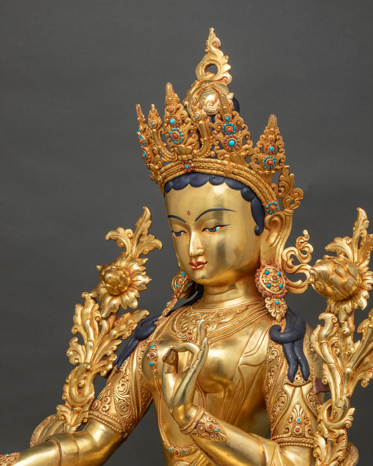 Green Tara Statue (75cm) | Fully Gold Fire-Gilded Buddhist Sculpture