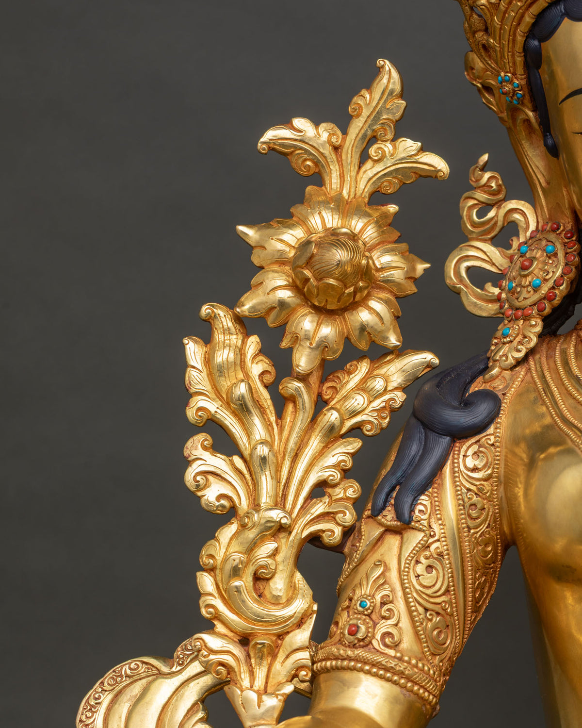 Green Tara Statue (75cm) | Fully Gold Fire-Gilded Buddhist Sculpture