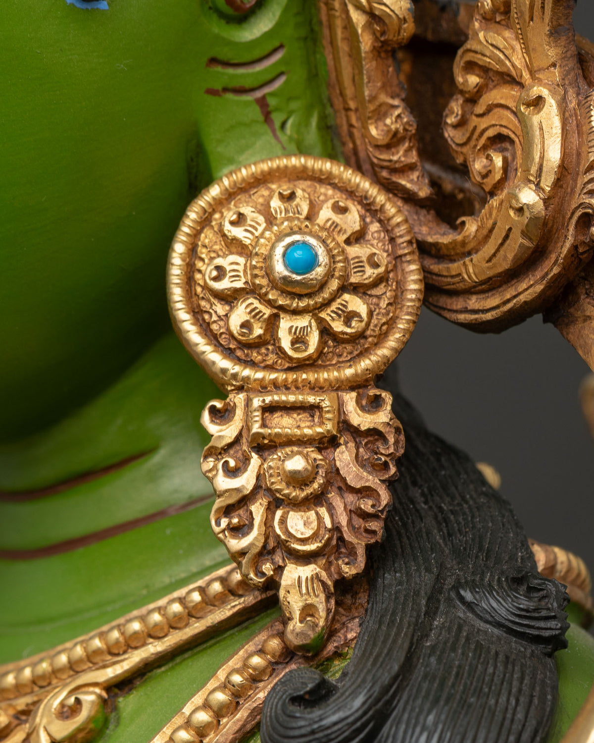 Swift Protector Green Tara Sculpture | Acrylic-Painted Buddhist Statue