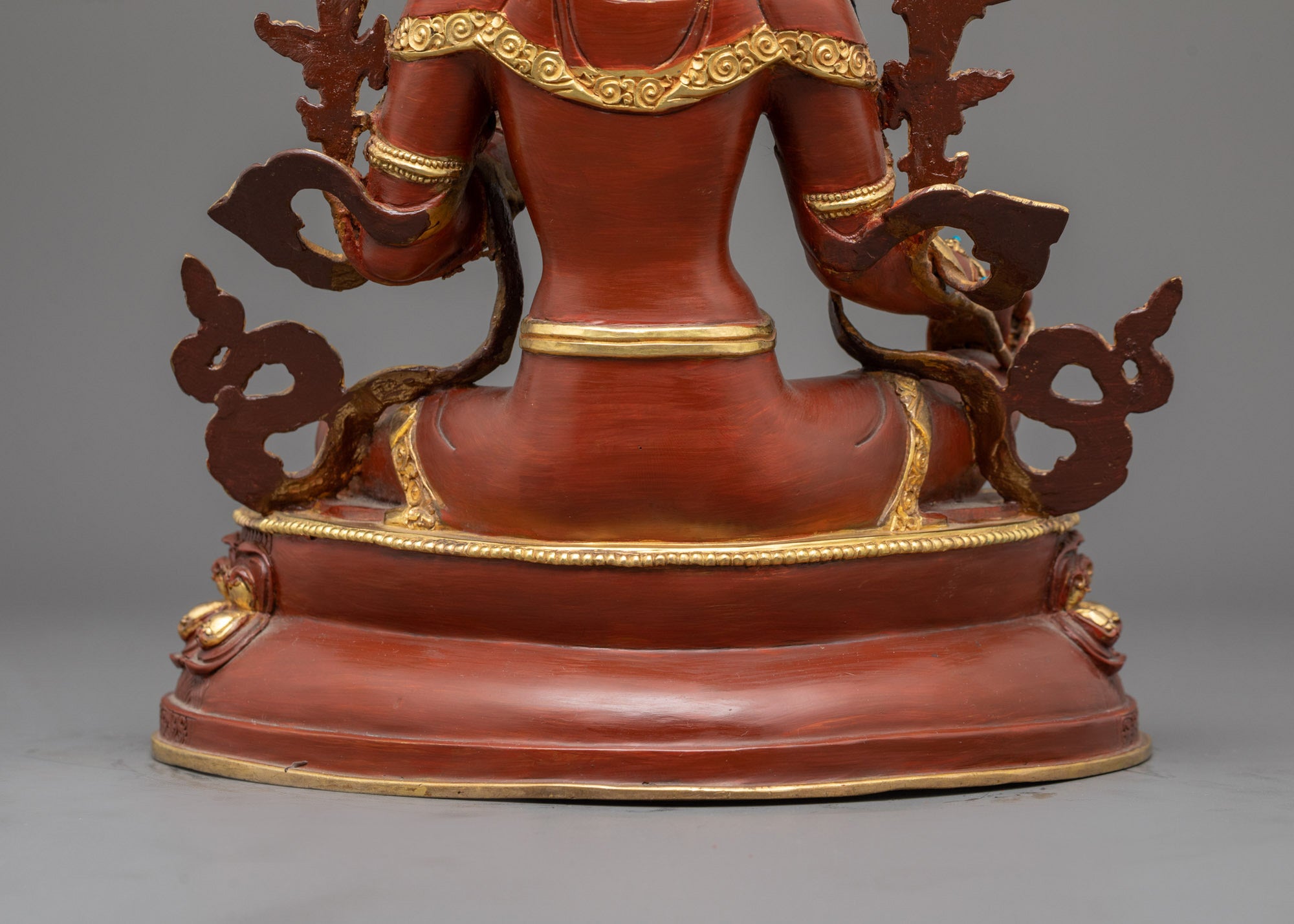 Fire Gold Gilded Green Tara Sculpture | Protective Goddess