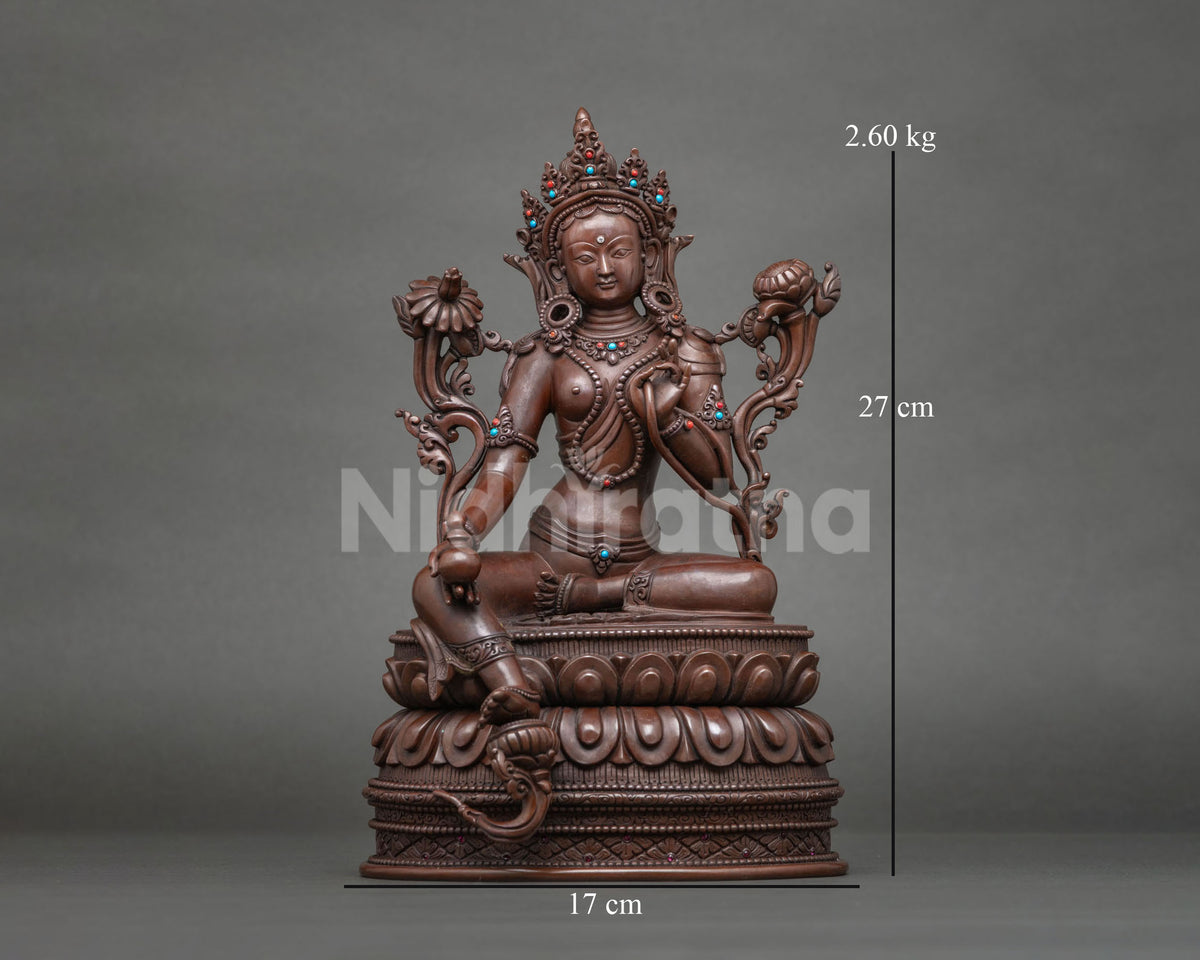 Oxidized Green Tara Statue | Tibetan Art for for Prayer & Practices