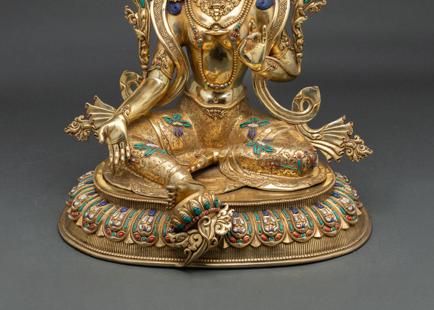 Blessed Green Tara | 24K Gold Gilded Copper Sculpture