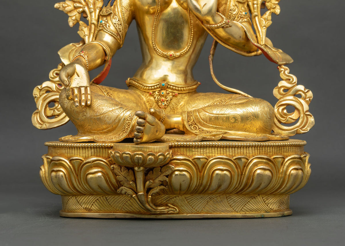 Handcrafted Green Tara Statue | Compassionate Mother Who Dispels Fear