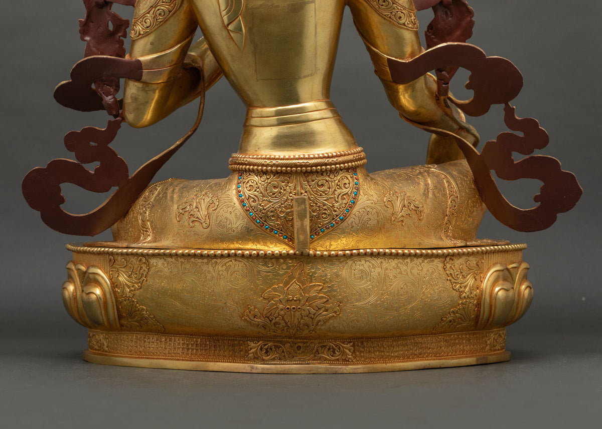 Green Tara Statue (75cm) | Fully Gold Fire-Gilded Buddhist Sculpture