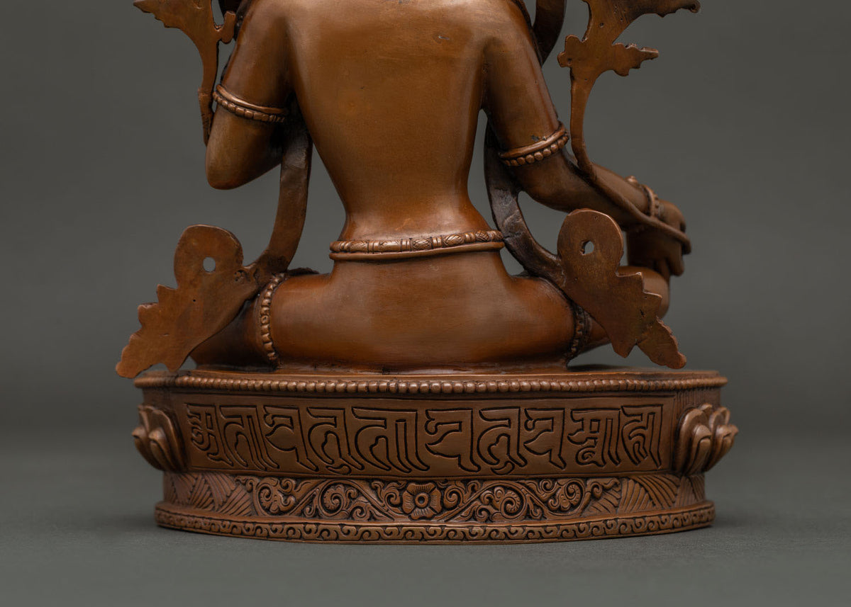 Green Tara Statue for Meditation – Chemically Oxidized Copper Idol