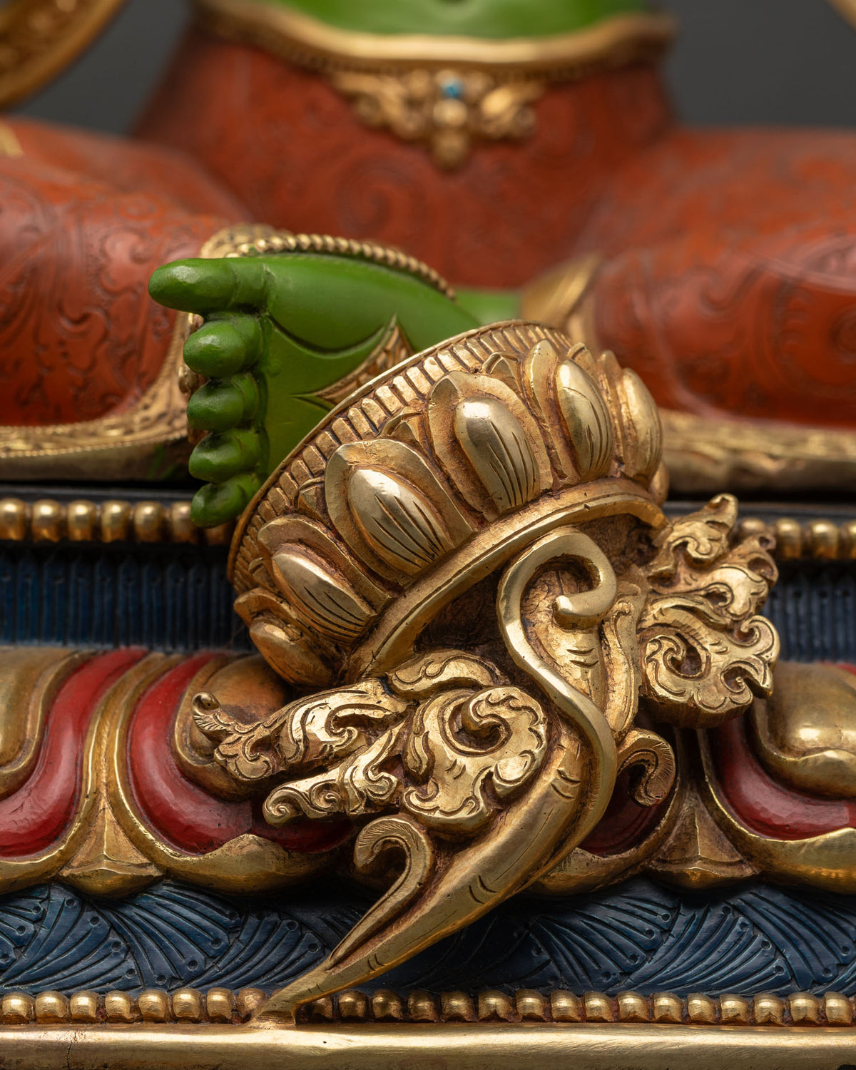 Swift Protector Green Tara Sculpture | Acrylic-Painted Buddhist Statue