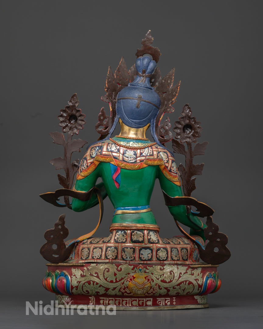 Colored Green Tara Statue: Symbol of Buddhist Compassion