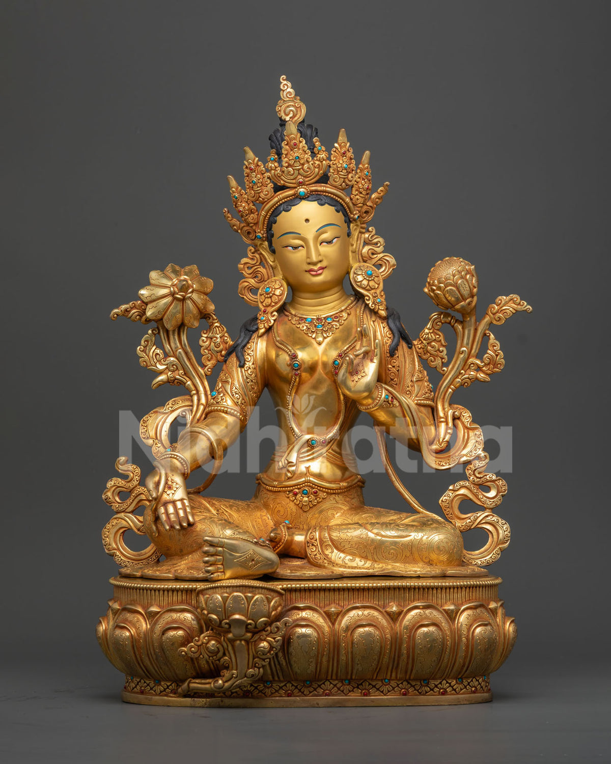 Hand-Carved Jetsun Dolma Statue from Nepal – Goddess of Compassion