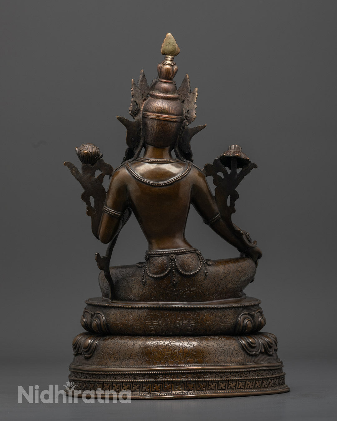 Oxidized Green Tara Statue | Copper Buddhist Idol