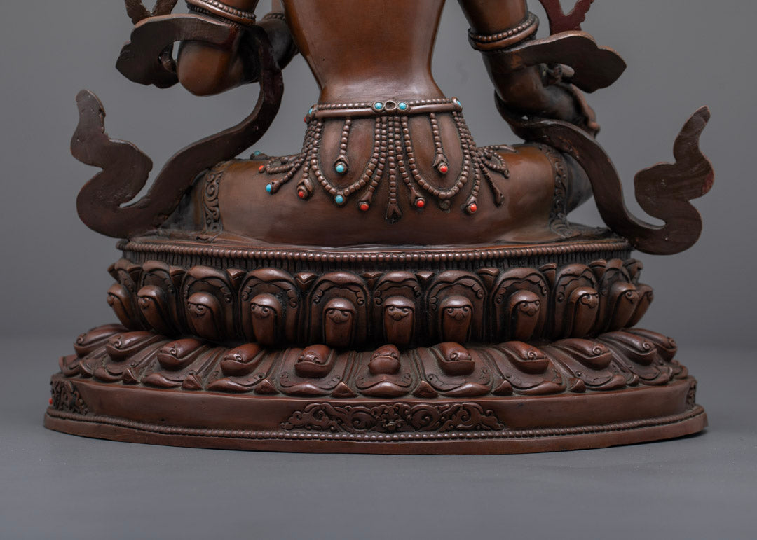 Handcrafted Oxidized Green Tara Statue | Traditional Himalayan Craft