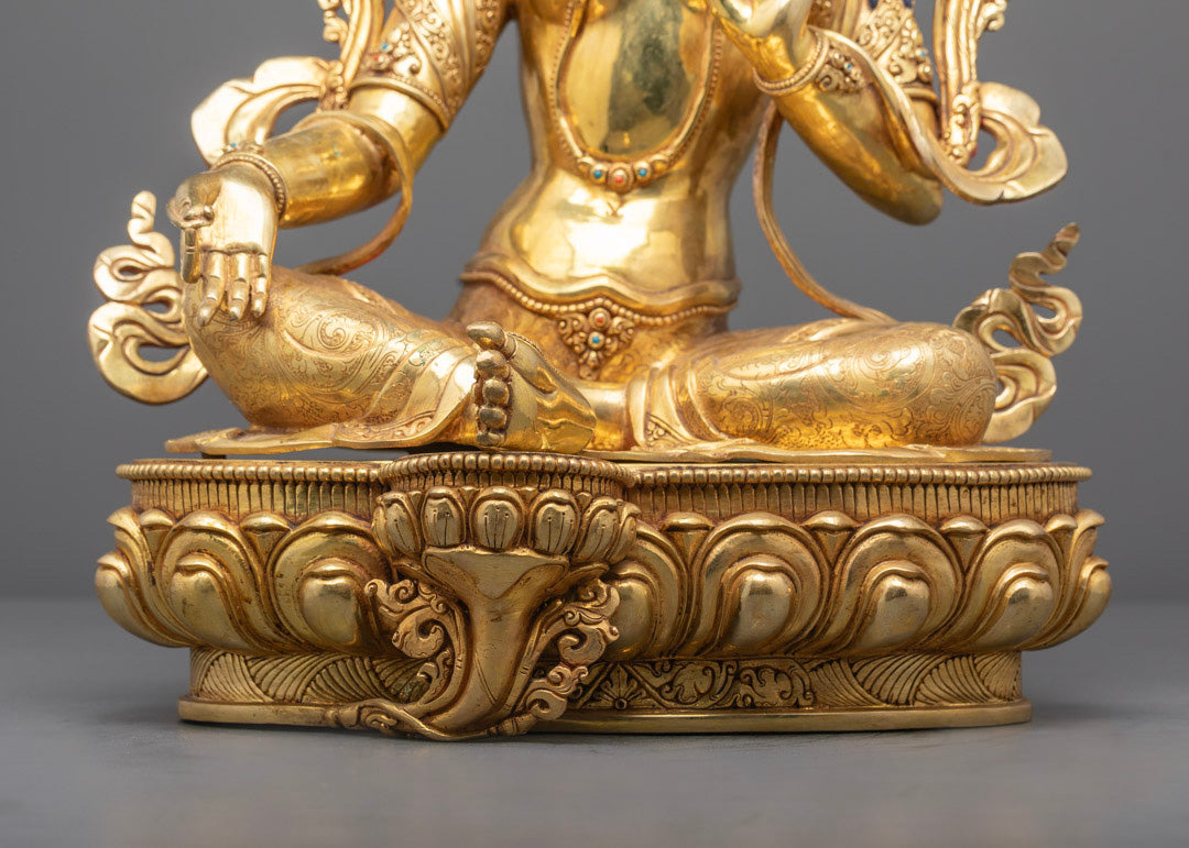 Handcrafted Green Tara Statue | Tibetan Buddhism Goddess