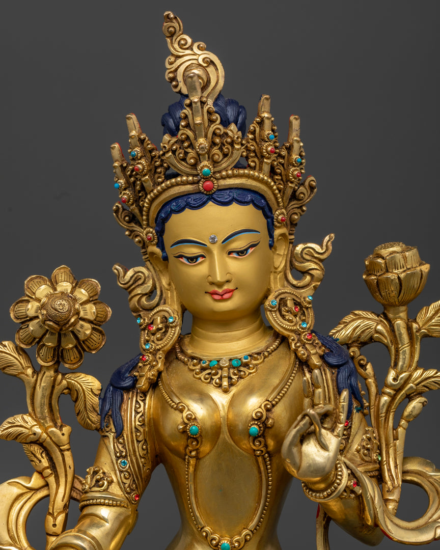 Himalayan Green Tara Statue | Buddhist Sacred Artwork
