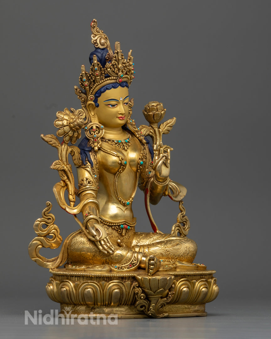 Himalayan Green Tara Statue | Buddhist Sacred Artwork