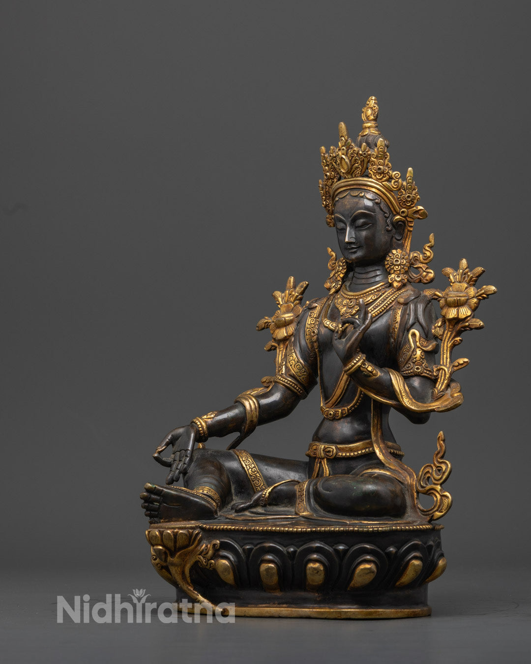 Green Tara Sculpture | Traditional Buddhist Goddess