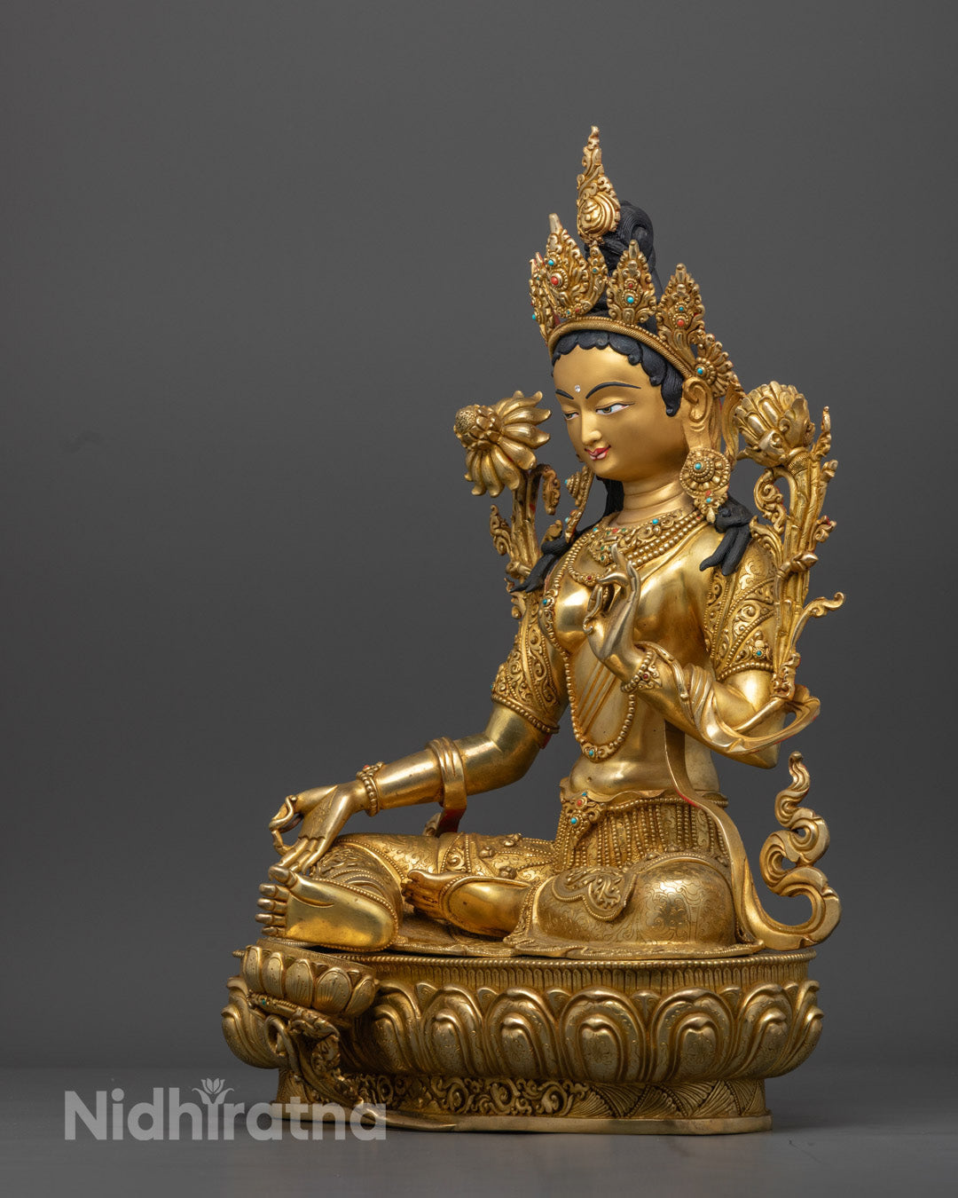 Buddhist Green Tara Statue | Hand-Carved Sculpture
