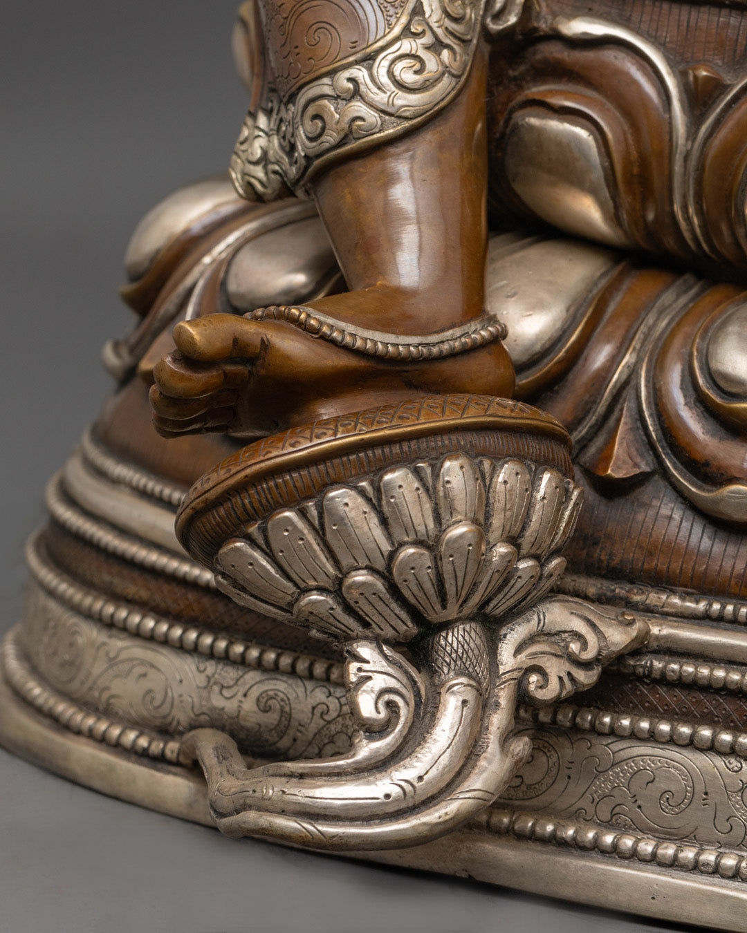 Green Tara Statue with Silver and Gold | Himalayan Goddess Tara