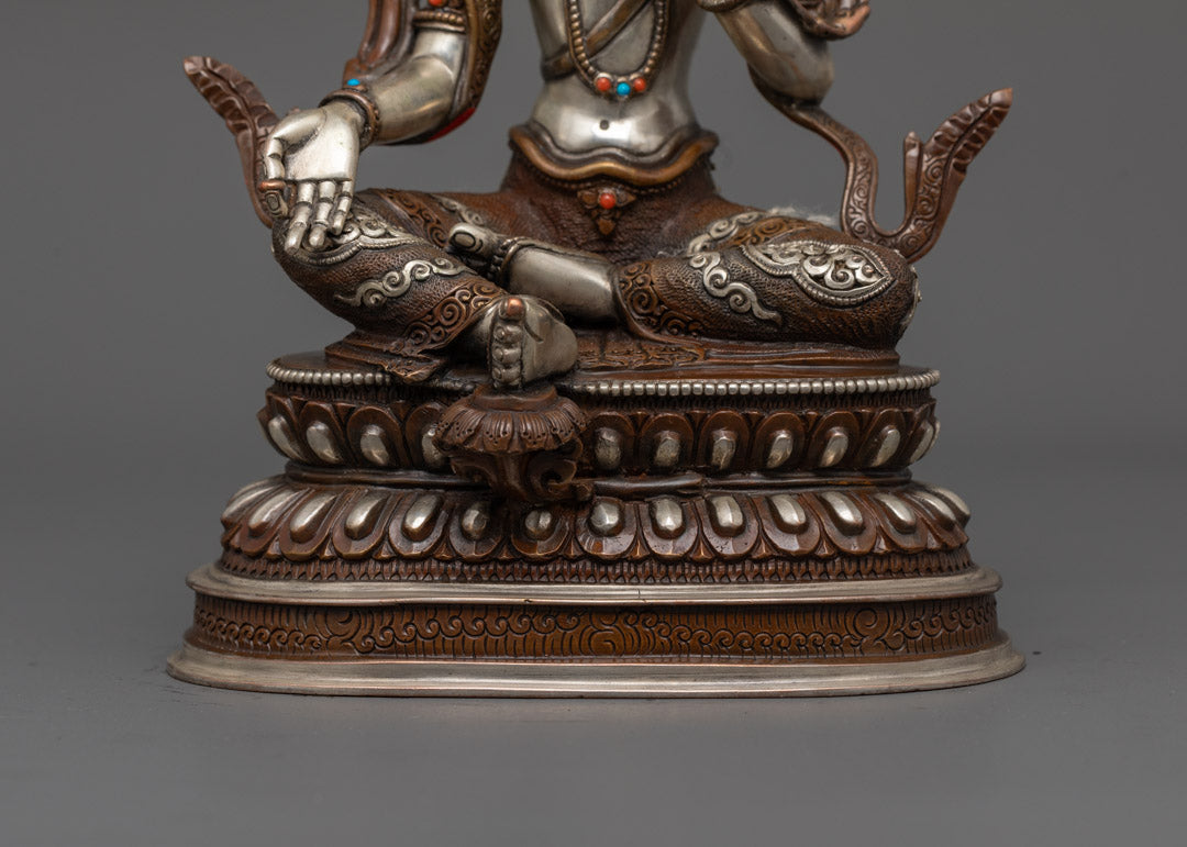 Traditional Green Tara Statue | Nepalese Crafted Oxidized Copper