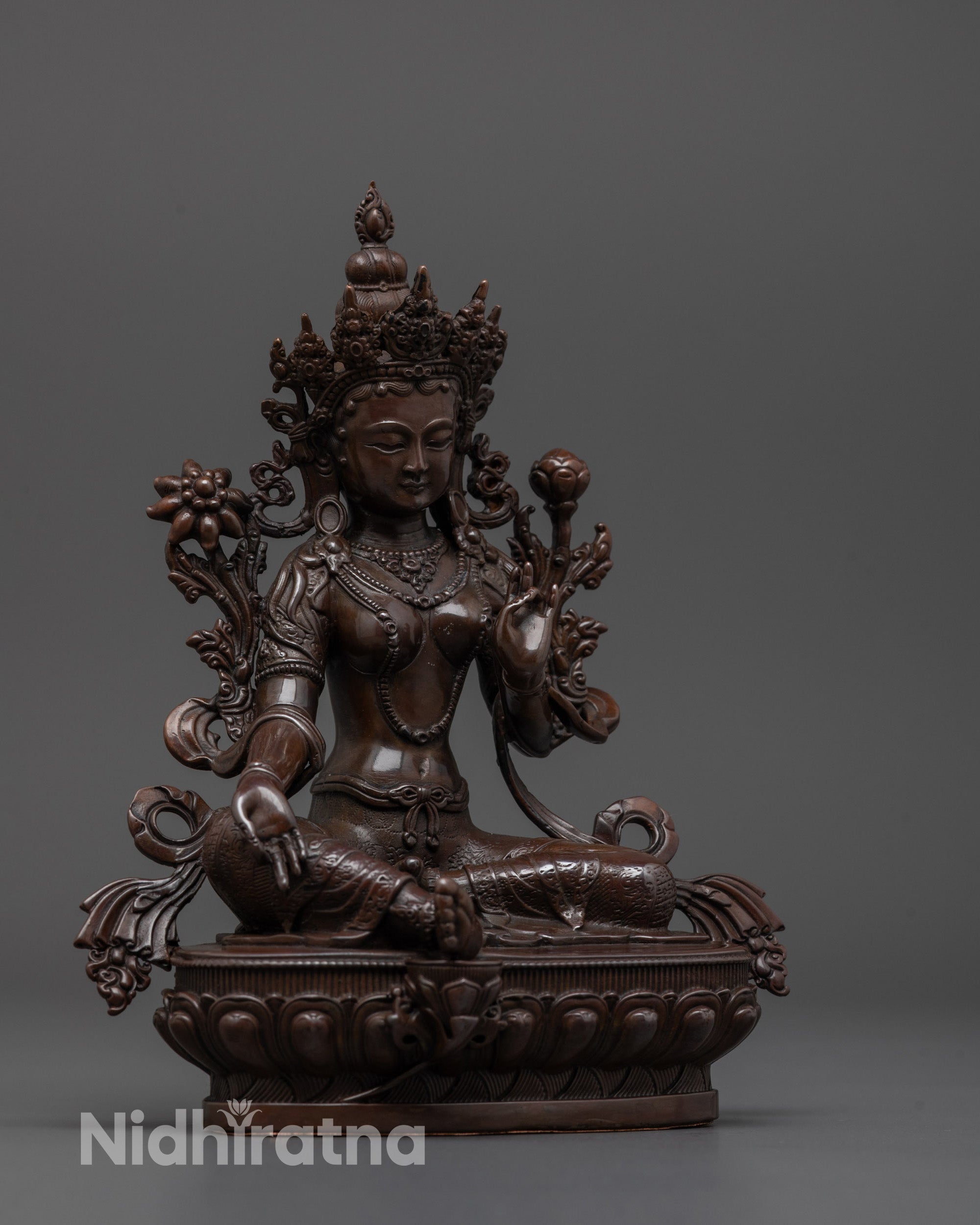 Green Tara Oxidized Statue | Machine-Made Protector Figure