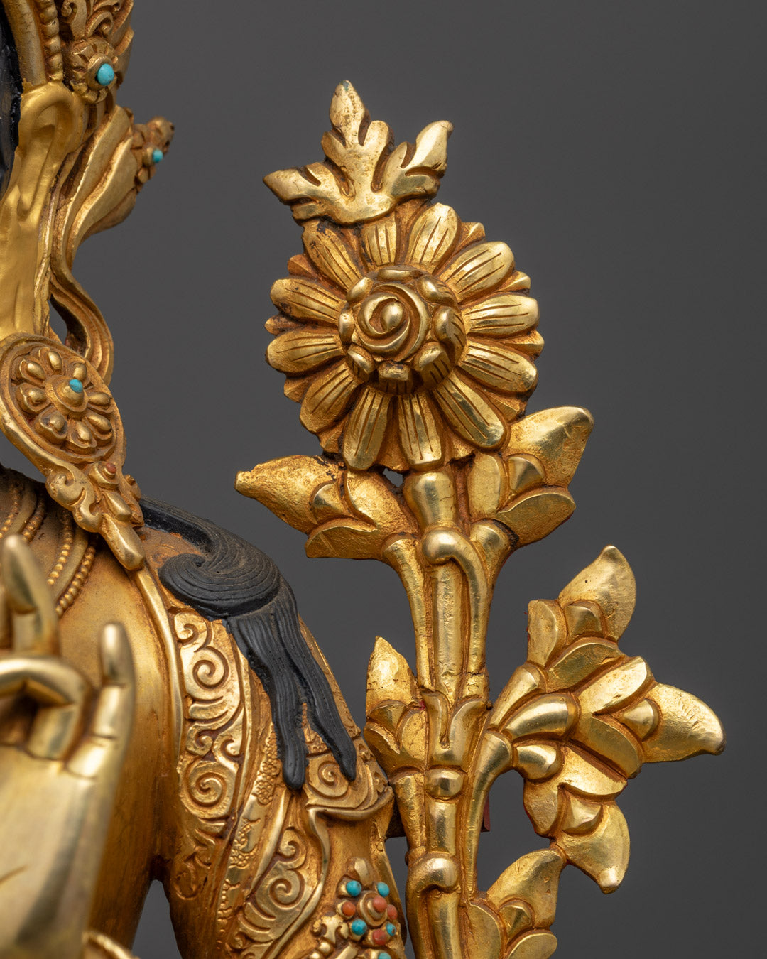 Handcrafted Green Tara Statue | Tibetan Buddhist Sculpture