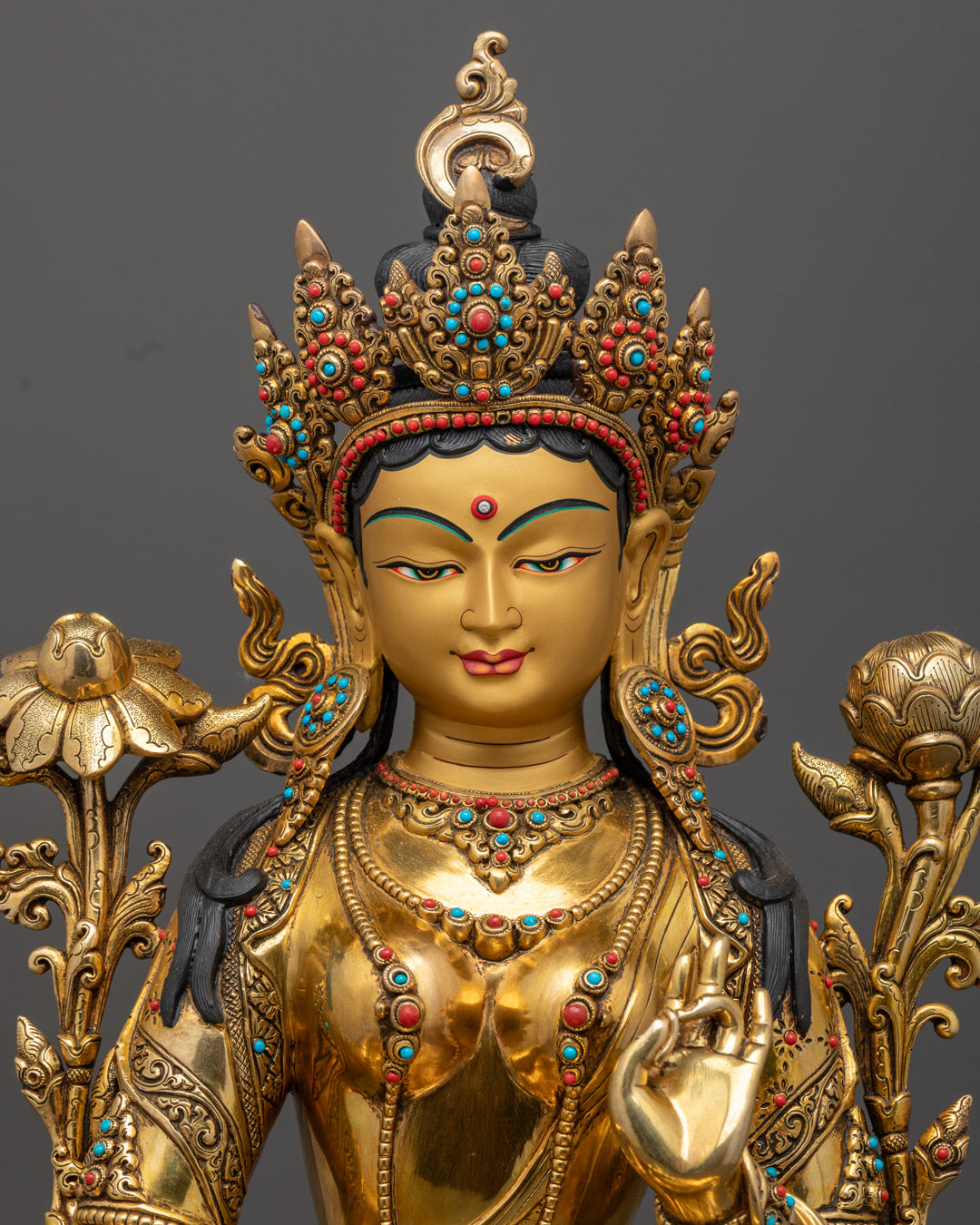 Goddess Green Tara Statue | Authentic Tibetan Hand-Carved
