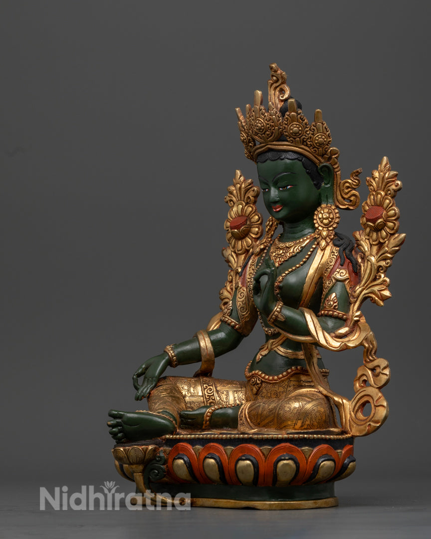 Tibetan Buddhist Green Tara Great Liberator Figurine | Sacred Sculpture for Buddhist Shrines | Tara Buddhism