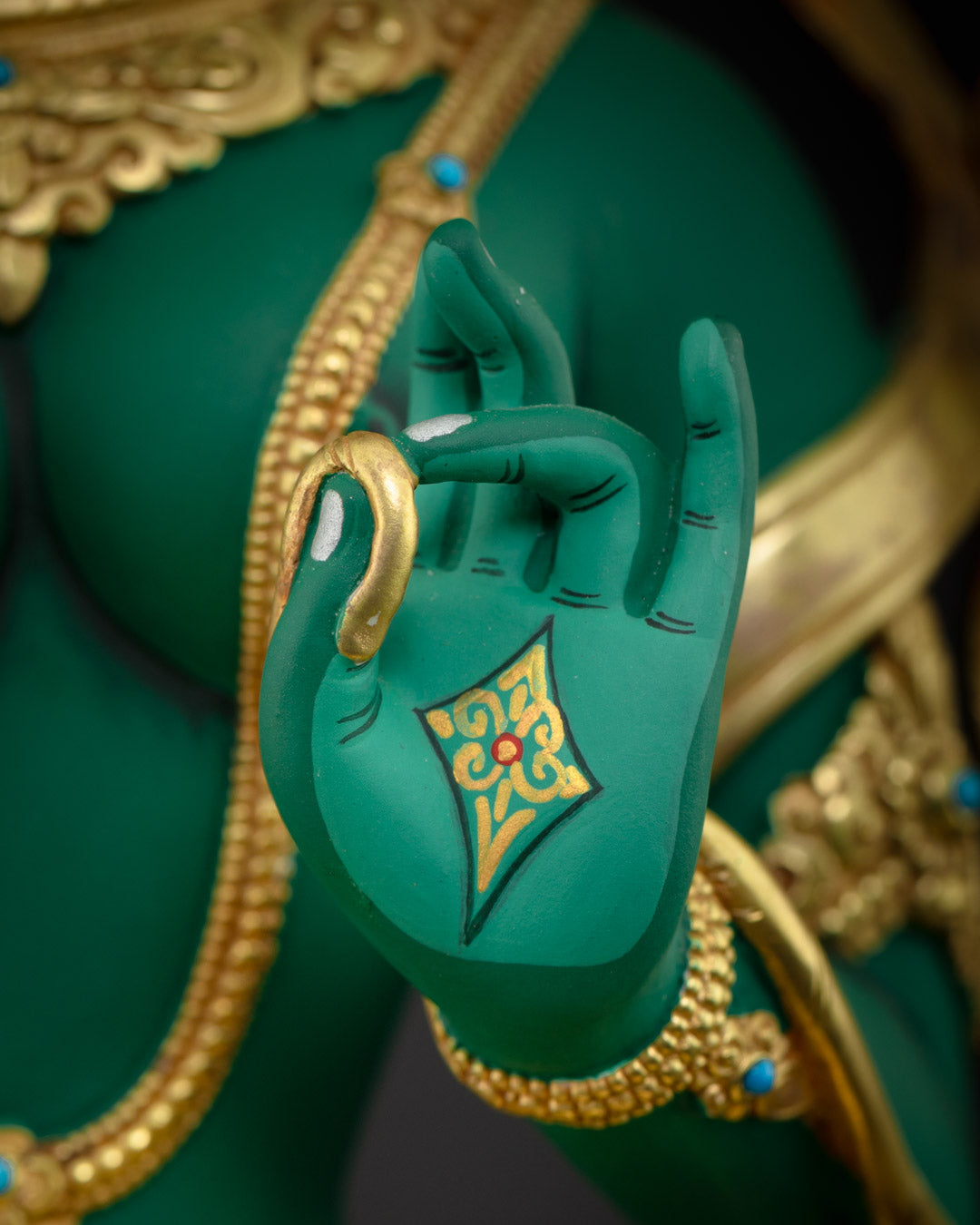 Green Tara Statue | 24K Gold-Gilded Copper for Altars