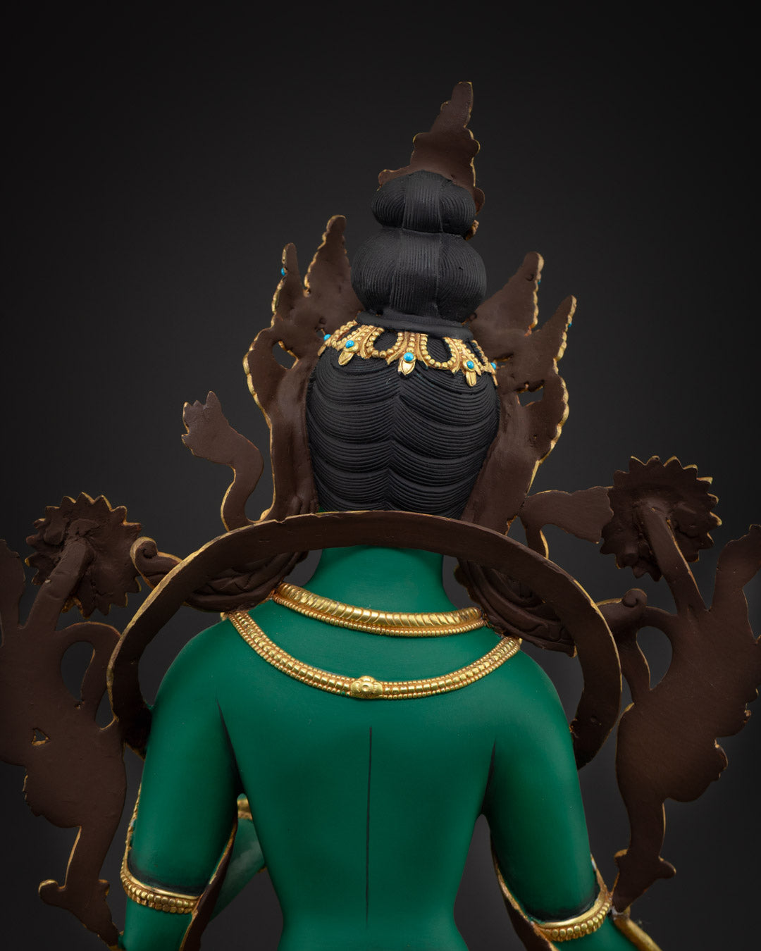 Green Tara Statue | 24K Gold-Gilded Copper for Altars