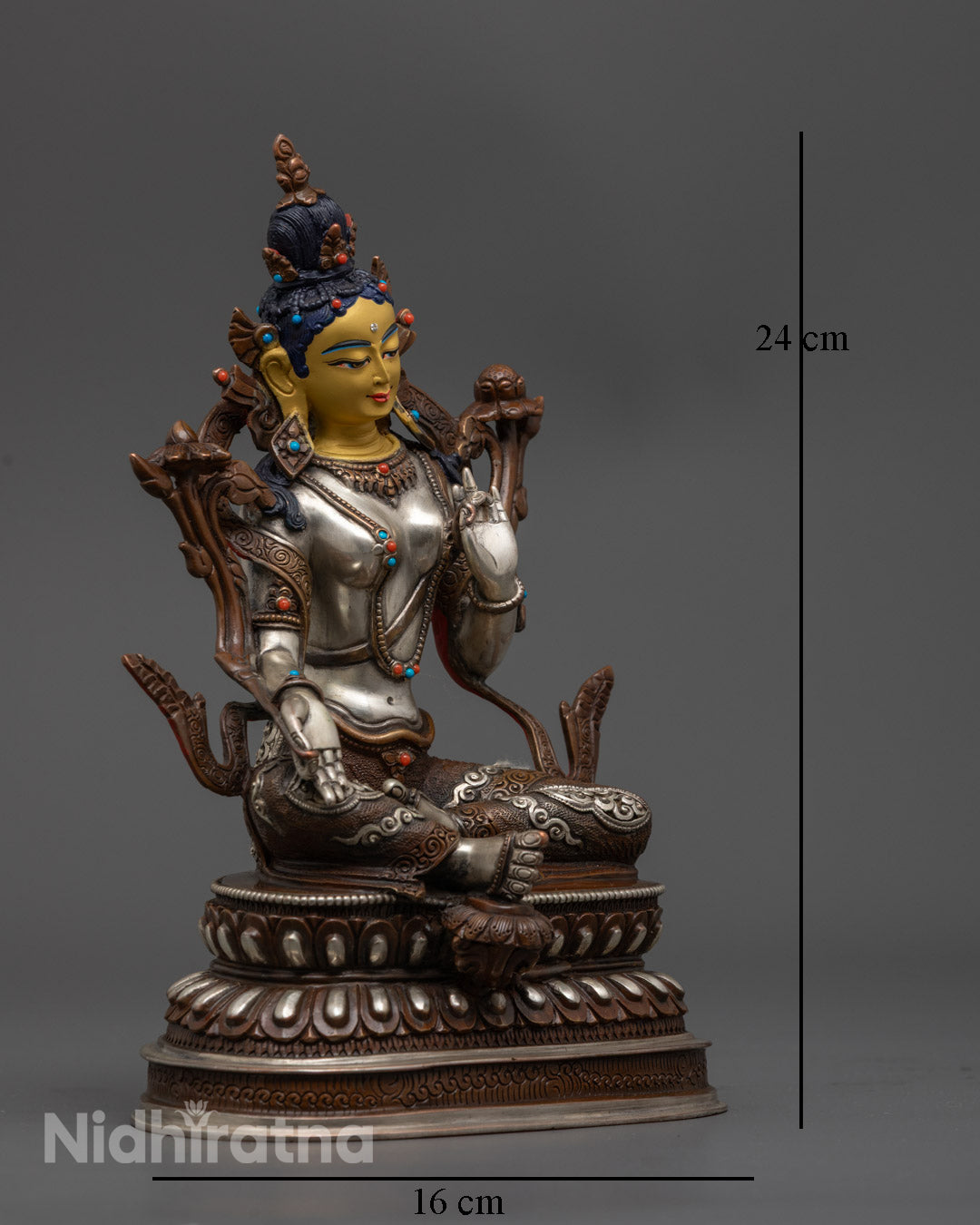 Traditional Green Tara Statue | Nepalese Crafted Oxidized Copper