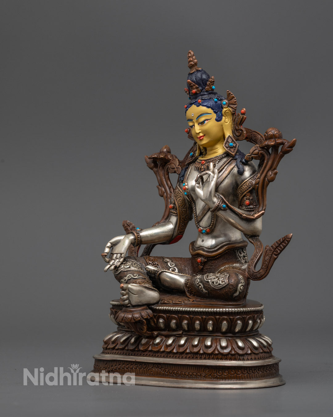 Traditional Green Tara Statue | Nepalese Crafted Oxidized Copper
