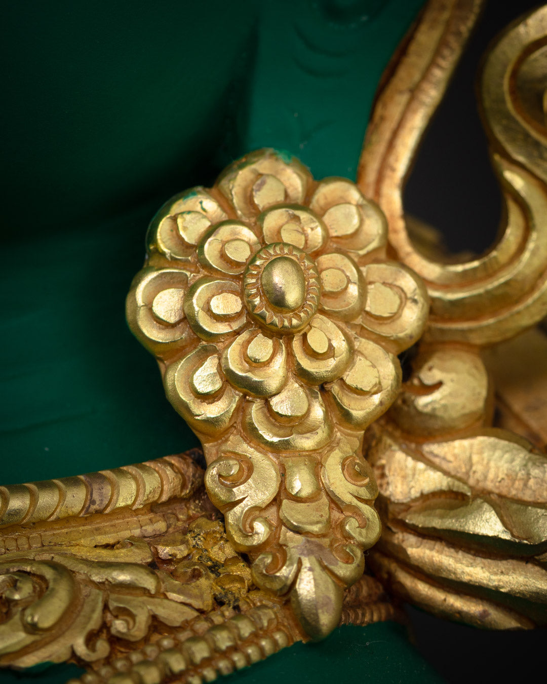 Green Tara Statue | 24K Gold-Gilded Copper for Altars