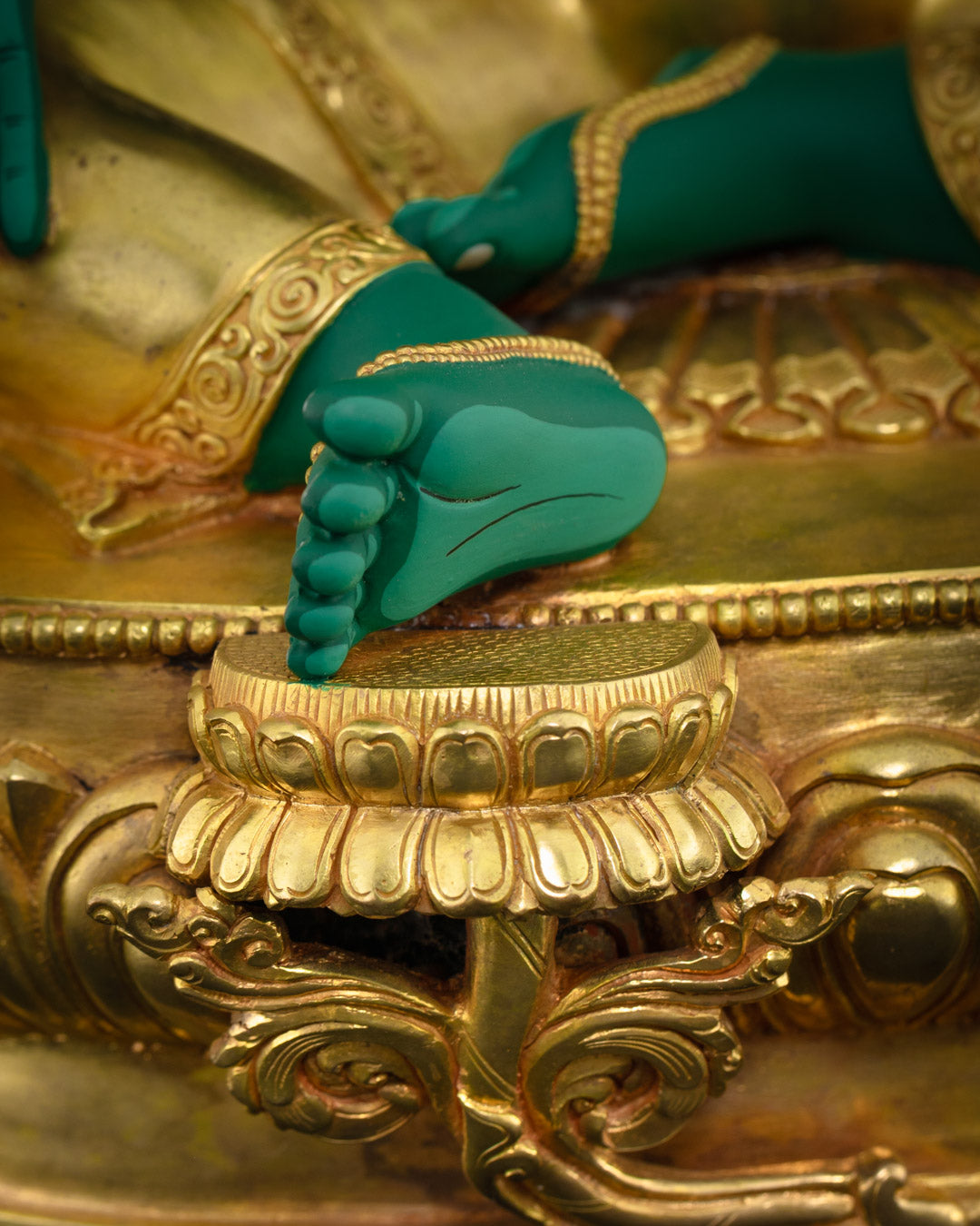 Green Tara Statue | 24K Gold-Gilded Copper for Altars