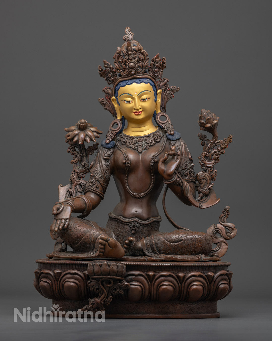 Green Tara Statue for Meditation | Handmade Buddhist Sculpture