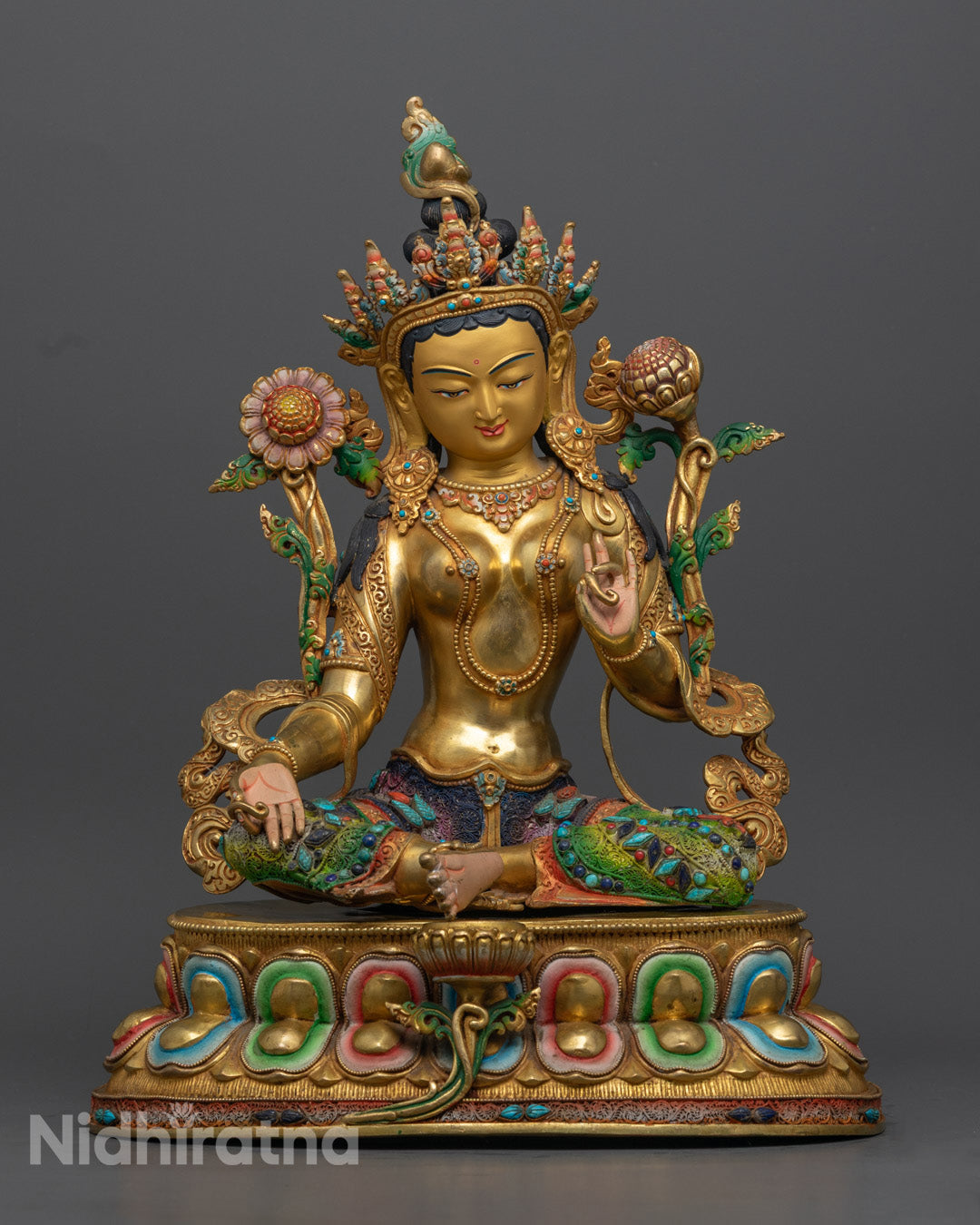Green Tara Statue | Traditional Nepalese Buddhist Art