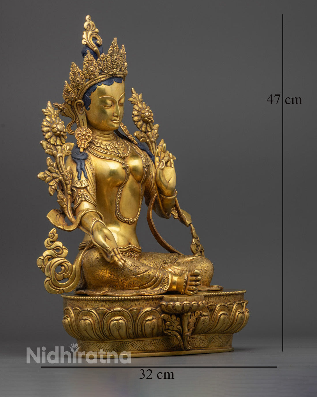 Green Tara Statue – Traditional Nepalese Handcrafted Copper Statue