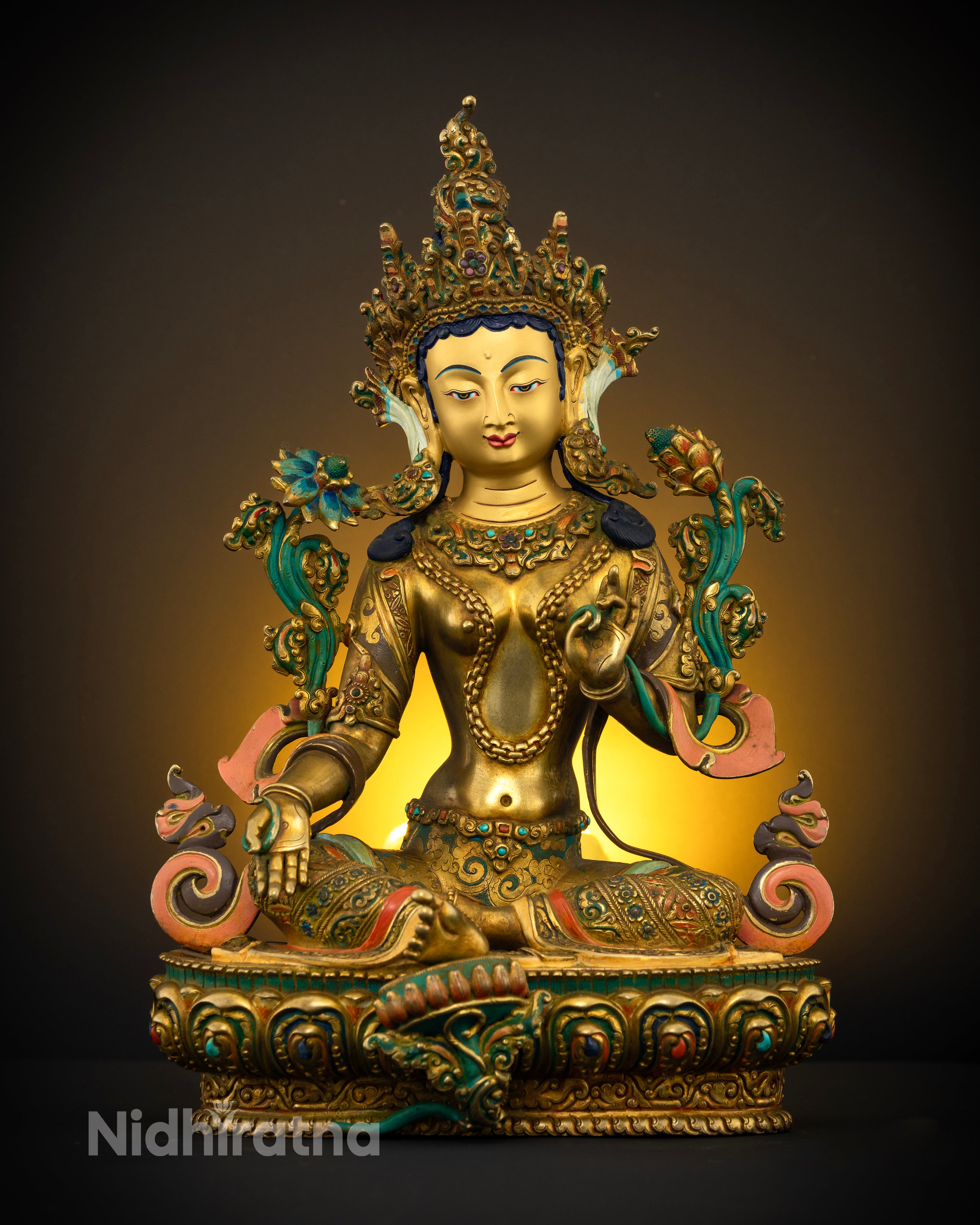 Green tara necklace statue