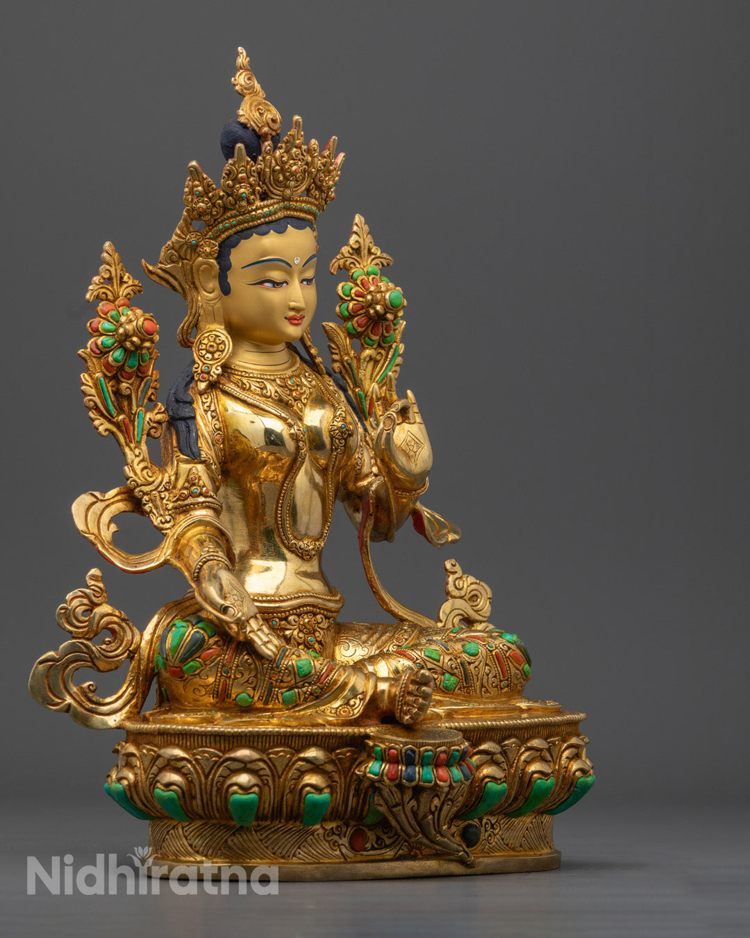 Green Tara Statue | Hand-Carved Tibetan Sculpture