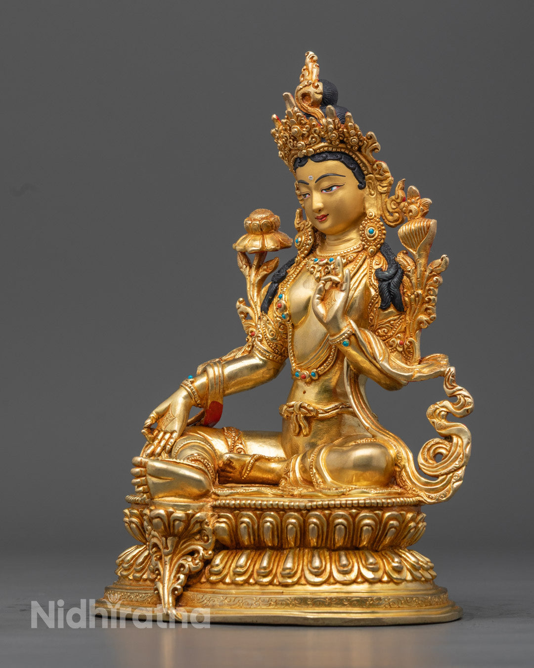 Green Tara Statue | Sacred Tibetan Buddhist Sculpture