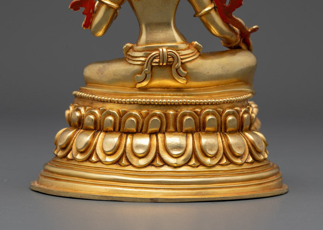 Tibetan Green Tara Statue | 24K Gold Copper Sculpture