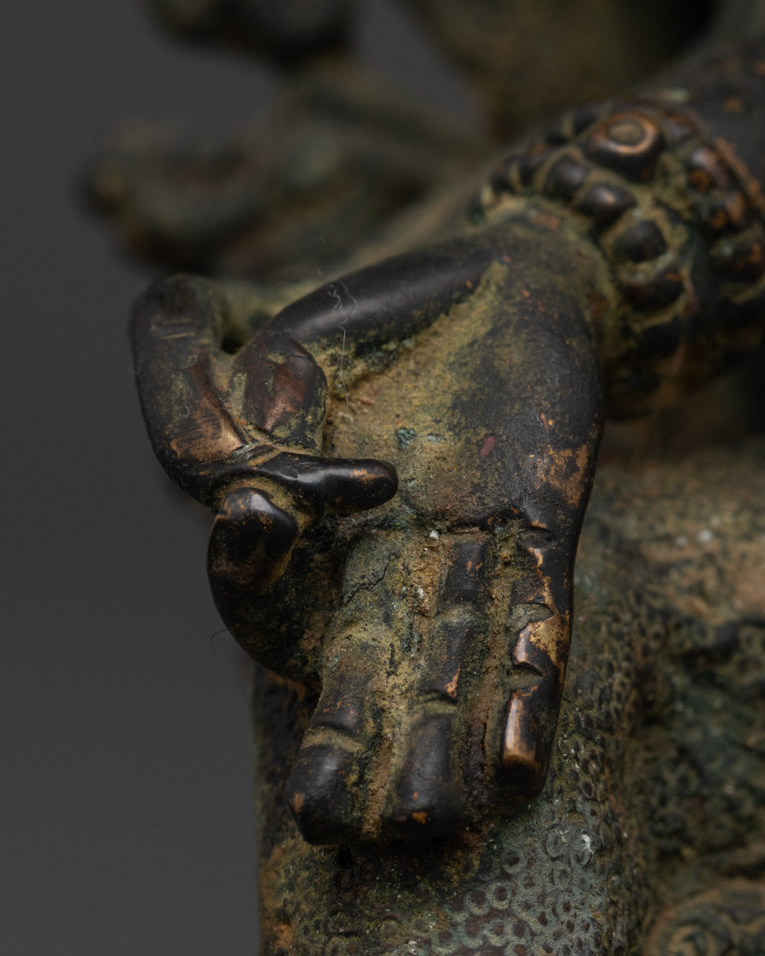 Oxidized Green Tara Statue | Antique-Finish Tibetan Goddess