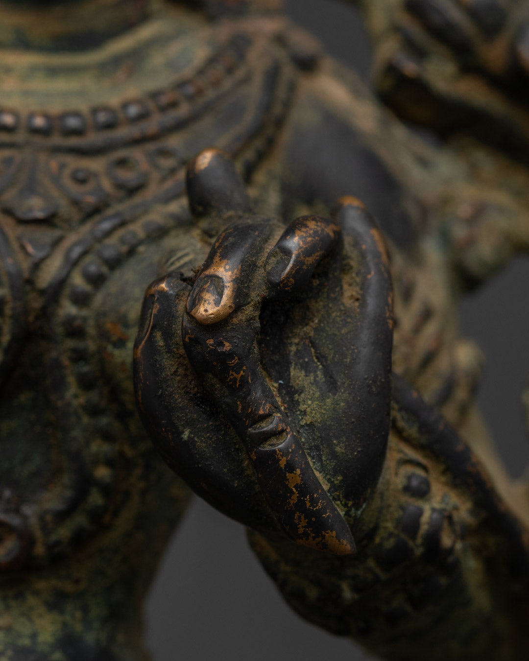 Oxidized Green Tara Statue | Antique-Finish Tibetan Goddess