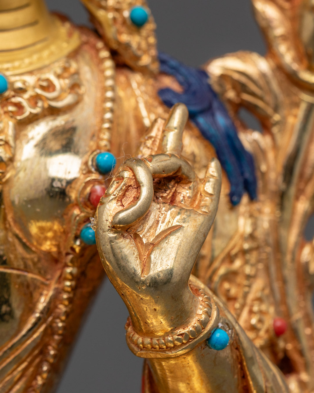 Green Tara Traditional Statue From Nepal | Fire Gilded in 24k Gold